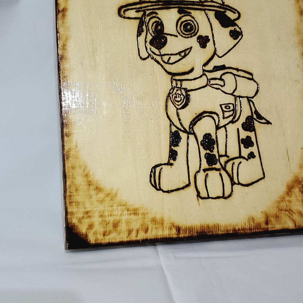 Wooden Plaque, Paw Patrol's Marshall, Wood Burned Design (One Of A Kind) - Picture 5 of 11